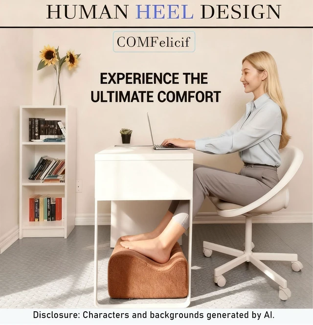 Alt view image 2 of 7 - Work Foot Rest Under Desk,Comfort Foot Rest for Couch Foot Rest For Under Desk at Work,At Soft Ergonomic Footrest,Support Foot Pillow,Heel Chair,Leg Elevation Pillow Brown