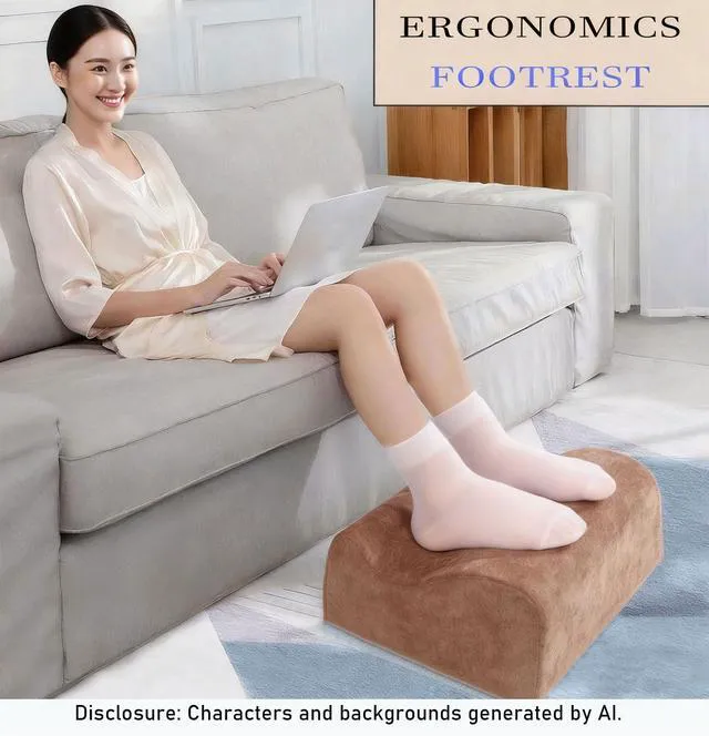 Alt view image 3 of 7 - Work Foot Rest Under Desk,Comfort Foot Rest for Couch Foot Rest For Under Desk at Work,At Soft Ergonomic Footrest,Support Foot Pillow,Heel Chair,Leg Elevation Pillow Brown