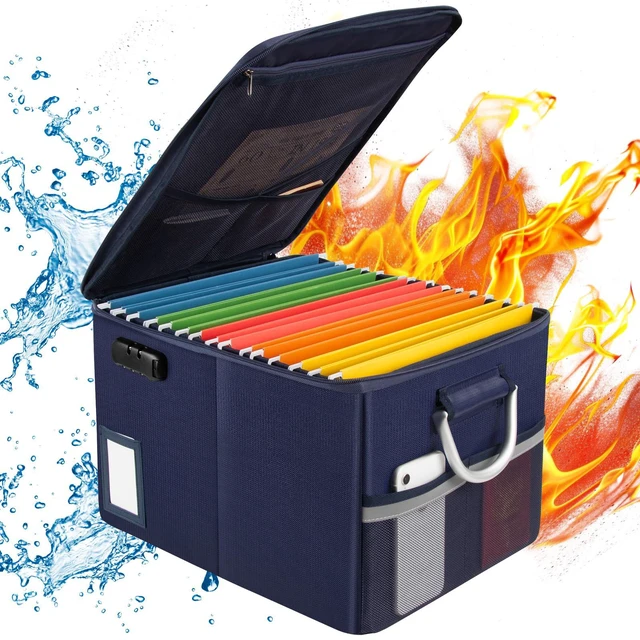 Alt view image 2 of 5 - Fireproof Document Box, Fire Proof Safe Box for Home Document Organizer with Lock, Fire Organizer Box Office Storage Cabinet for Hanging Letter/Legal Folder 16.1 x 12.9 x 11in (Blue)
