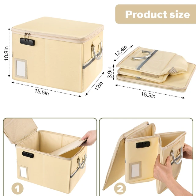 Alt view image 5 of 5 - Fireproof Document Box, Fire Proof Safe Box for Home Document Organizer with Lock, Fire Office Storage Cabinet for Hanging Letter/Legal Folder 16.1 x 12.9 x 11in (Off-white)