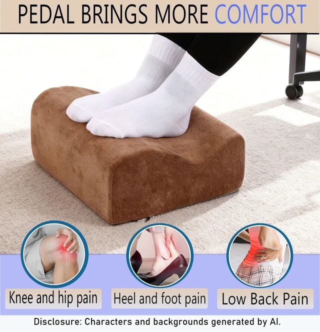 Alt view image 4 of 7 - Work Foot Rest Under Desk,Comfort Foot Rest for Couch Foot Rest For Under Desk at Work,At Soft Ergonomic Footrest,Support Foot Pillow,Heel Chair,Leg Elevation Pillow Brown