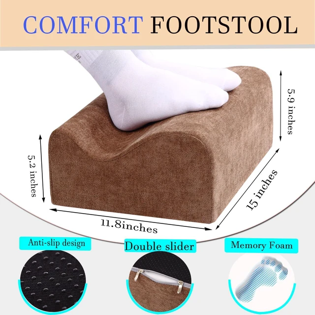 Alt view image 5 of 7 - Work Foot Rest Under Desk,Comfort Foot Rest for Couch Foot Rest For Under Desk at Work,At Soft Ergonomic Footrest,Support Foot Pillow,Heel Chair,Leg Elevation Pillow Brown