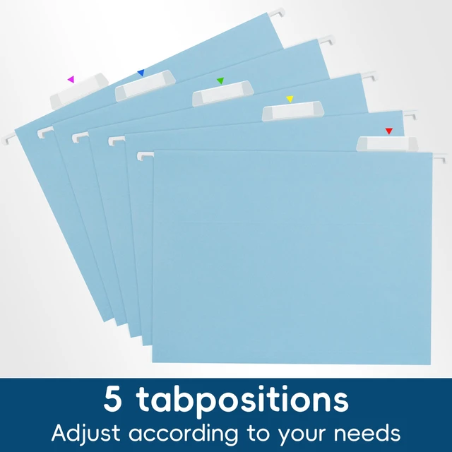 Alt view image 7 of 7 - Blue Hanging File Folders,25 Pack Letter Size File Folders with 1/5-cut Tabs,Office Essentials for Filing Cabinet & Desk Storage