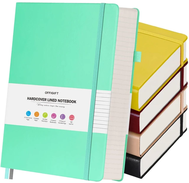 Main image of 5 Pack College Ruled Notebook Bulk, A5, 312 Numbered Page Thick Journal Set