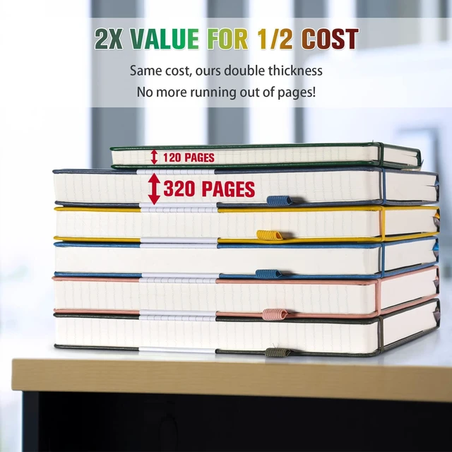 Alt view image 2 of 6 - 5 Pack College Ruled Notebook Bulk, A5, 312 Numbered Page Thick Journal Set