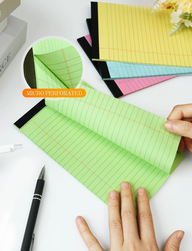Alt view image 3 of 7 - 12 Pack Small Note Pads 5x8, Small Colored Legal Pads 5x8 College Ruled Perforated Legal Notepads, 30 Sheets/Pack Writing Pads 5x8, Colored Notepads 5 x 8 Lined Paper Pads for Office Supplies