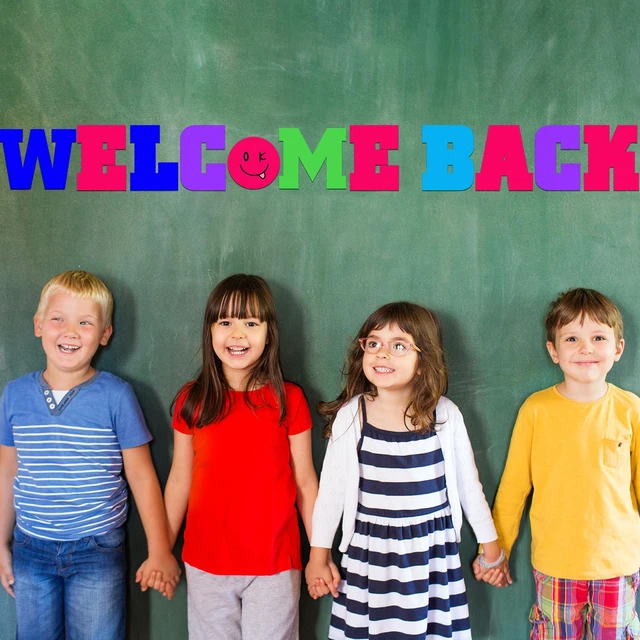 Alt view image 5 of 6 - 136 Pcs 12 in Extra Large Bulletin Board Letter Bright Classroom Wall Decor Giant Alphabet Letter Cutout, Neon Smile Face, Big Sticker, Punctuation with Adhesive Dot, Rainbow Classroom School Decor