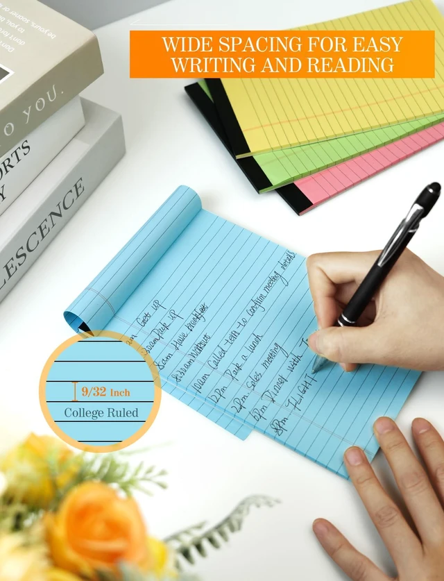 Alt view image 6 of 7 - 12 Pack Small Note Pads 5x8, Small Colored Legal Pads 5x8 College Ruled Perforated Legal Notepads, 30 Sheets/Pack Writing Pads 5x8, Colored Notepads 5 x 8 Lined Paper Pads for Office Supplies