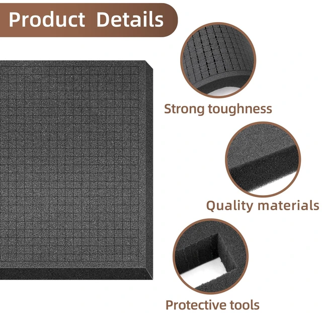 Alt view image 3 of 6 - 4 Pcs Pick and Pluck Foam- 12 x 12 x 2 Inch Pick Apart Foam Insert- Pluck Pre Cube Sheet Foams with Bottom Use for Board Game Box Cases Storage Drawer