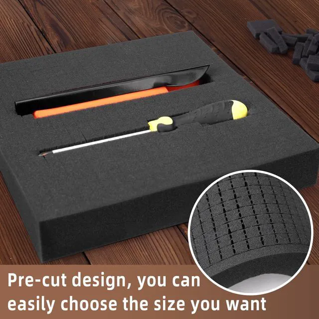 Alt view image 5 of 6 - 4 Pcs Pick and Pluck Foam- 12 x 12 x 2 Inch Pick Apart Foam Insert- Pluck Pre Cube Sheet Foams with Bottom Use for Board Game Box Cases Storage Drawer