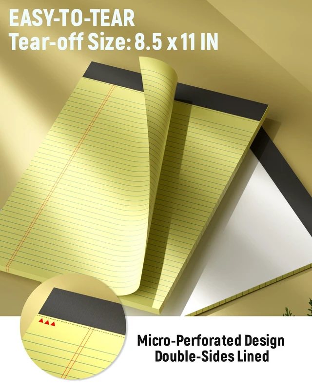 Alt view image 3 of 7 - 24 Pack Legal Pads 8.5 x 11 College Ruled Writing Pads, 720 Sheets Notepads Legal Note Pads 8.5 x 11 Narrow Ruled Lined Paper Pads, Perforated Notepads Notebook Yellow Paper Tablets Notepad 8.5 x 11