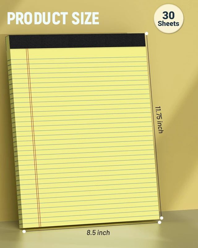 Alt view image 2 of 7 - 24 Pack Legal Pads 8.5 x 11 College Ruled Writing Pads, 720 Sheets Notepads Legal Note Pads 8.5 x 11 Narrow Ruled Lined Paper Pads, Perforated Notepads Notebook Yellow Paper Tablets Notepad 8.5 x 11