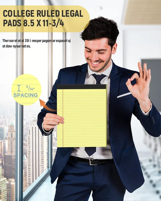 Alt view image 6 of 7 - 24 Pack Legal Pads 8.5 x 11 College Ruled Writing Pads, 720 Sheets Notepads Legal Note Pads 8.5 x 11 Narrow Ruled Lined Paper Pads, Perforated Notepads Notebook Yellow Paper Tablets Notepad 8.5 x 11