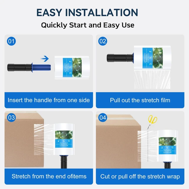 Alt view image 3 of 6 - Stretch Wrap Film-5 in 1000 FT 80 Gauge Shrink Wrap for Furniture Wrapping Shipping, Moving Supplies Clear Plastic Wrap, Heavy Duty Industrial Strength,650% Stretch(6 Roll with Handles)