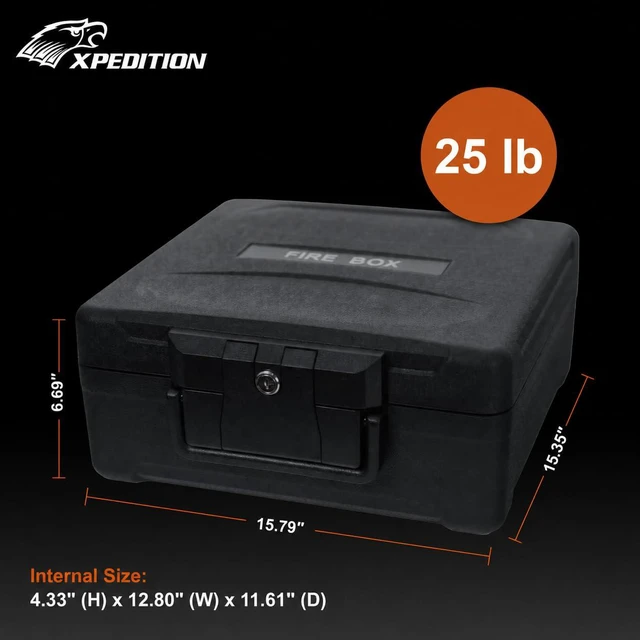 Alt view image 6 of 7 - Fireproof Document Box with Key Lock Large Portable Fire Safe for Home Documents Waterproof & Fire Resistant Lock Box with Ergonomic Handle, 1 Hour at 1700°F, 72 Hours Waterproof