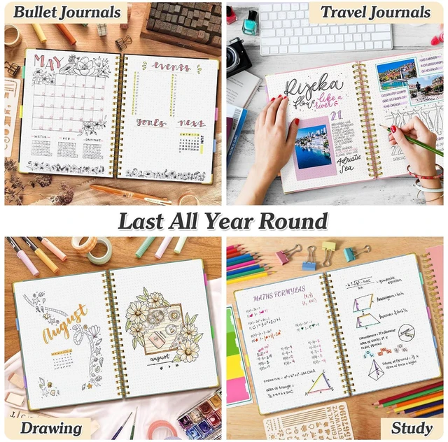 Alt view image 6 of 6 - Bullet Dotted Journal Notebook, 300 Pages Leather Notebooks with Contens 120 GSM Thick No Bleed Through Paper Journals, A4 Dot Grid Spiral Notebook for Women Men Work Writing, 8.5" x 11", Light Blue