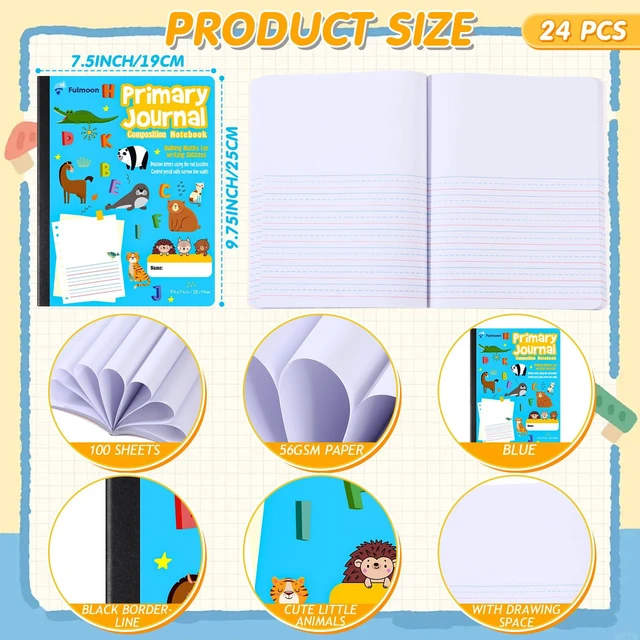 Alt view image 2 of 6 - 24 Pcs Primary Composition Notebook K-2 with Picture Space Primary Journal Grades K-2 Draw and Write Journal Composition Book for Preschool Classroom, 80 Sheet (Blue)