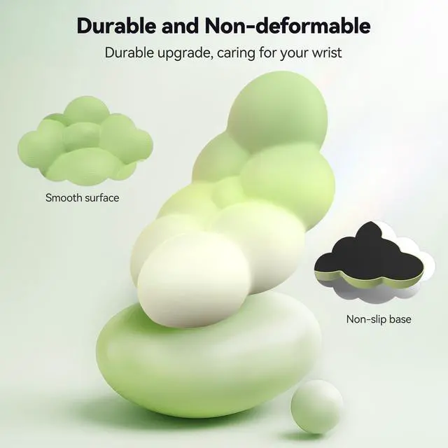 Alt view image 5 of 7 - Cloud Keyboard Wrist Rest Set, Cloud Wrist Rest with Non-Slip Base, PU Leather Wrist Pad for Keyboard with Ergonomic Memory Foam for Computer Laptop Gaming & Pain Relief, Gradient Green