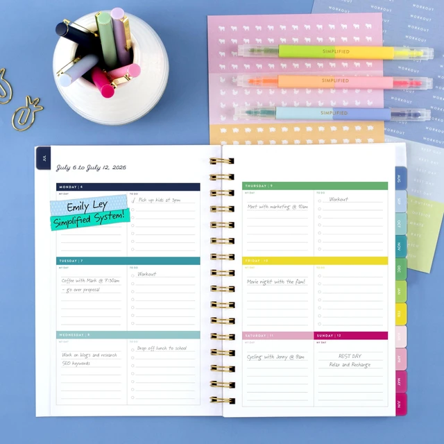 Alt view image 2 of 7 - Planner 2026-2027 Weekly & Monthly Academic 12-Month July-June, 5-1/2" x 8-1/2", Front Cover Pocket, Simplified by Emily Ley, Oversized Plaid (EL51-201A)