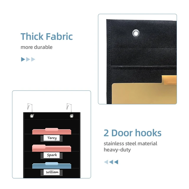 Alt view image 7 of 7 - 10 Pocket Hanging Wall File Organizer with 10 Nametag Pockets, File Pocket Chart for Classroom and Office. Perfectly Stores Assignments, Files, Scrapbooks, and Documents