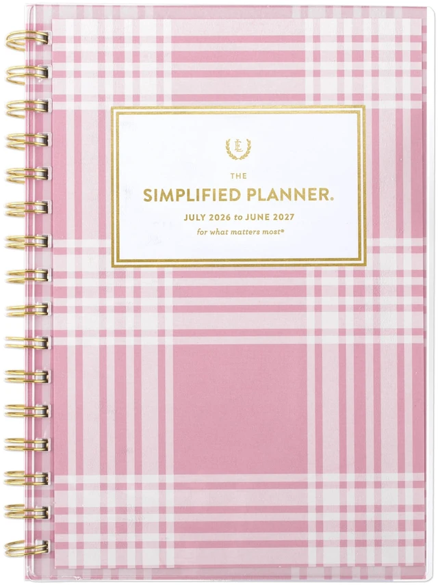 Main image of Planner 2026-2027 Weekly & Monthly Academic 12-Month July-June, 5-1/2" x 8-1/2", Front Cover Pocket, Simplified by Emily Ley, Oversized Plaid (EL51-201A)