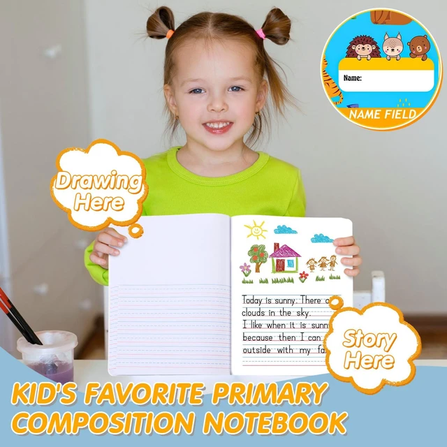 Alt view image 4 of 6 - 24 Pcs Primary Composition Notebook K-2 with Picture Space Primary Journal Grades K-2 Draw and Write Journal Composition Book for Preschool Classroom, 80 Sheet (Blue)