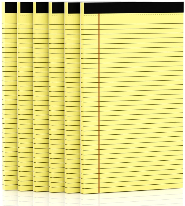 Main image of Yellow Legal Pads 8.5 x 14 Note Pads, 6 Pack 8.5 x 14 Legal Notepads Wide Ruled Lined Paper Pads, Micro Perforated Yellow Writing Paper, 30 Sheets Per Notepad 8.5 x 14 for Work/School/Office