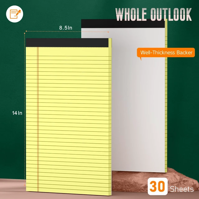 Alt view image 2 of 7 - Yellow Legal Pads 8.5 x 14 Note Pads, 6 Pack 8.5 x 14 Legal Notepads Wide Ruled Lined Paper Pads, Micro Perforated Yellow Writing Paper, 30 Sheets Per Notepad 8.5 x 14 for Work/School/Office