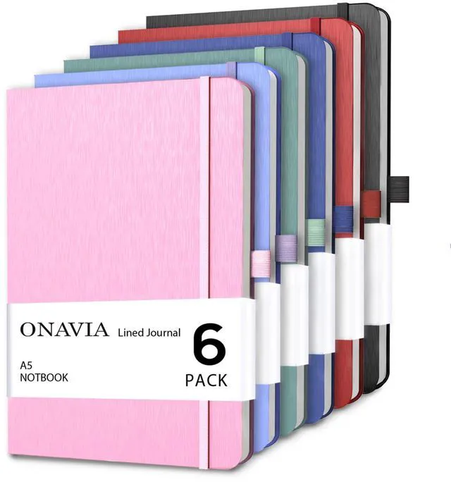 Main image of A5 Notebooks for Work, Lined Journal, 6 Pack, 160 Pages, Assorted 80 Sheets, 5.8 x 8.3 in, Lay Flat, College Ruled, A5 Hardcover Journal, Lined Notebook for Work, School, Note Taking