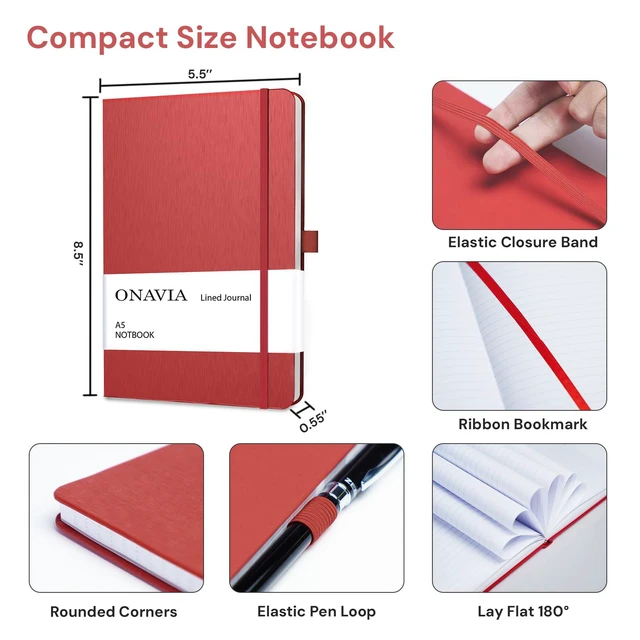 Alt view image 2 of 5 - A5 Notebooks for Work, Lined Journal, 6 Pack, 160 Pages, Assorted 80 Sheets, 5.8 x 8.3 in, Lay Flat, College Ruled, A5 Hardcover Journal, Lined Notebook for Work, School, Note Taking