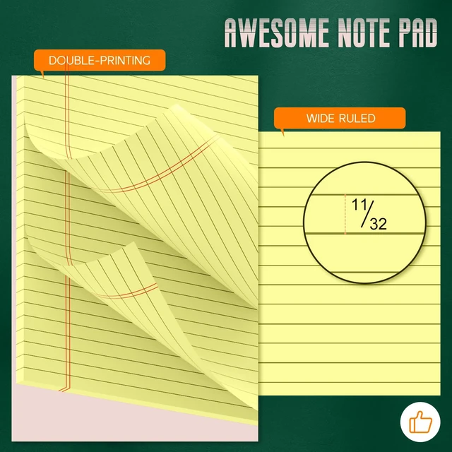 Alt view image 3 of 7 - Yellow Legal Pads 8.5 x 14 Note Pads, 6 Pack 8.5 x 14 Legal Notepads Wide Ruled Lined Paper Pads, Micro Perforated Yellow Writing Paper, 30 Sheets Per Notepad 8.5 x 14 for Work/School/Office