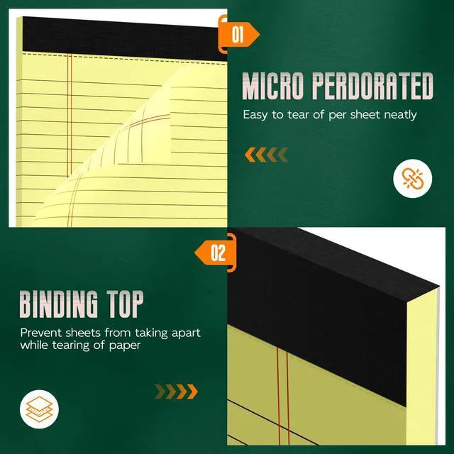 Alt view image 4 of 7 - Yellow Legal Pads 8.5 x 14 Note Pads, 6 Pack 8.5 x 14 Legal Notepads Wide Ruled Lined Paper Pads, Micro Perforated Yellow Writing Paper, 30 Sheets Per Notepad 8.5 x 14 for Work/School/Office