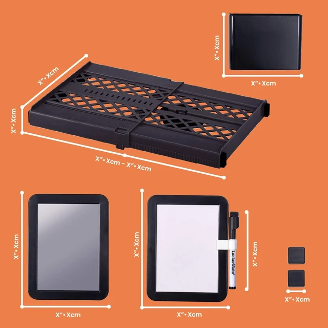 Alt view image 3 of 7 - Adjust-A-Shelf 6-Piece Locker Accessories Set, Extends to Fit Your Locker, Includes Storage Drawer, Mirror, Whiteboard, Storage Cup, Black (50924KIT-BLK)