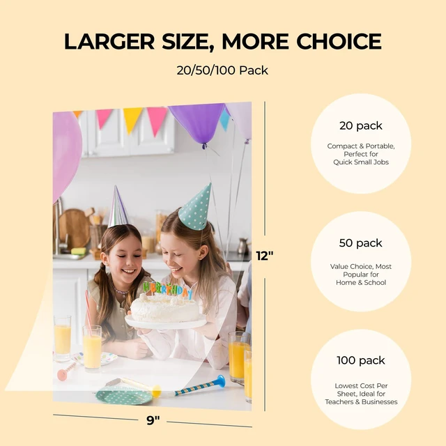 Alt view image 5 of 7 - Self-Adhesive Laminating Sheets, 50 Pack, 9"x12", 4mil Back to School Supplies, Waterproof, No Machine Needed, Clear Protective Film for Documents, Photos, Menus, and Book Covers