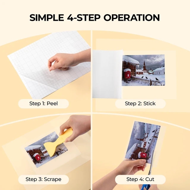 Alt view image 7 of 7 - Self-Adhesive Laminating Sheets, 50 Pack, 9"x12", 4mil Back to School Supplies, Waterproof, No Machine Needed, Clear Protective Film for Documents, Photos, Menus, and Book Covers