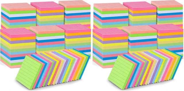 Main image of 120 Pack Lined Sticky Notes 3x3 Inch 12 Colors Colorful Memo Pads Bulk