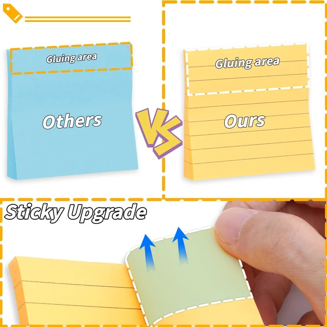 Alt view image 4 of 7 - 120 Pack Lined Sticky Notes 3x3 Inch 12 Colors Colorful Memo Pads Bulk