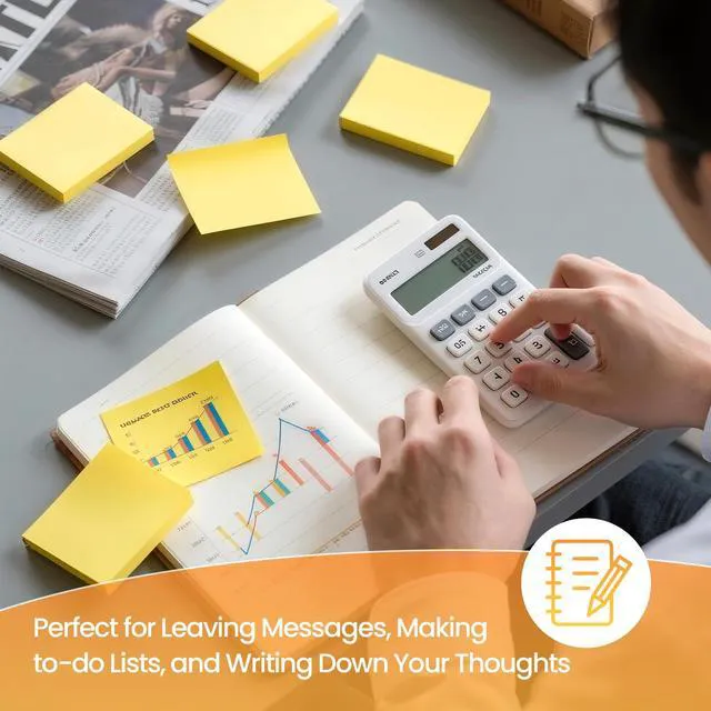Alt view image 6 of 7 - 960 Sheets 3 in x 5 in Large Sticky Notes, 76 x 127 mm 6 Pads Assorted Self-Stick Pads for Notebook,Office,School and Home,80 Sheets/Pad (12 Pads Yellow)