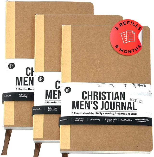 Main image of Christian Bible Prayer Journal For MEN 9-Month Refill - Study Scripture Notebook & Planner Daily Devotional Undated | Religious Jesus Faith Gifts for Graduation, Pastor Baptism & Church