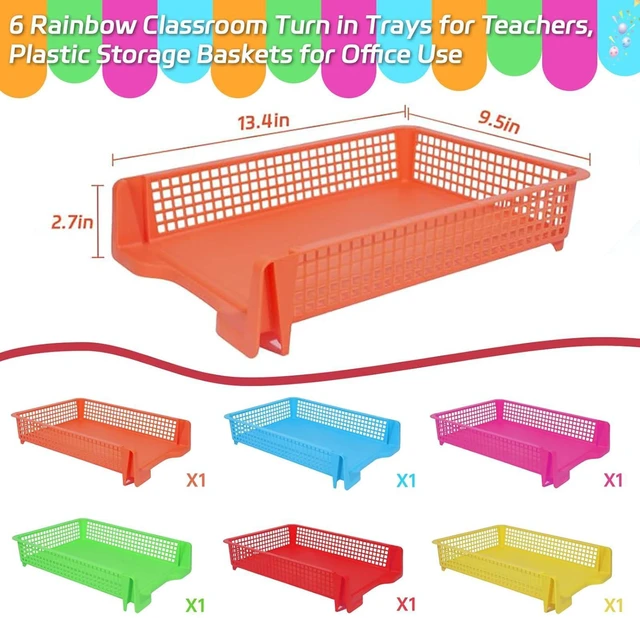 Alt view image 2 of 7 - 6 Pack Turn in Trays Classroom, Colorful Turn in Trays for Teachers, Plastic Classroom Paper Organizers, Stackable Tray for Classroom, Library, Drawers, Office Desk (13.4 * 9.5 * 2.7in)