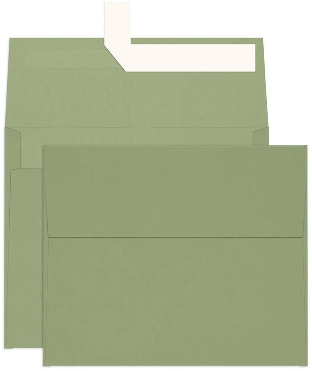 Main image of 100 Pack A2 Sage Green Envelopes Self Seal, 4.375 x 5.75 Greeting Card Envelopes 120 GSM, Printable for 4.25 x 5.5 Cards, Photos, Invitations, Weddings, Graduation, Baby Shower