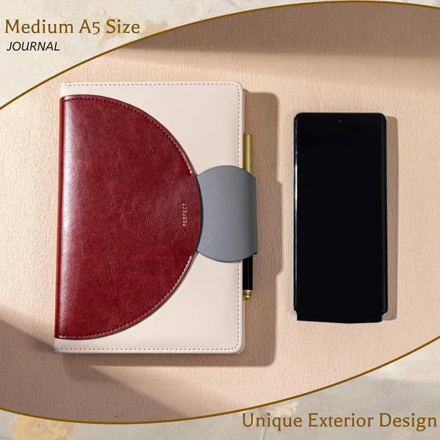 Alt view image 5 of 7 - Journal for Women Leather Journaling Notebooks Hardcover Diary Red Buckle Closure, A5 Journals for Writing, 100 GSM Lined Journal for Business Work School, Note Taking, 5.9" x8.5"
