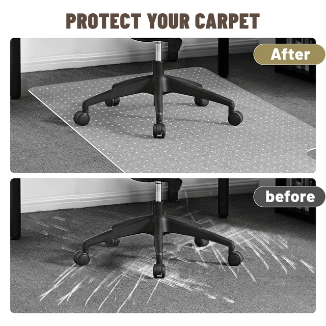 Alt view image 3 of 7 - Clear Office Chair Mat for Carpet - 36"x48" Heavy-Duty Protection for Low Pile Carpets - Not Suitable for Hardwood Floors