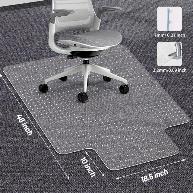 Alt view image 7 of 7 - Clear Office Chair Mat for Carpet - 36"x48" Heavy-Duty Protection for Low Pile Carpets - Not Suitable for Hardwood Floors