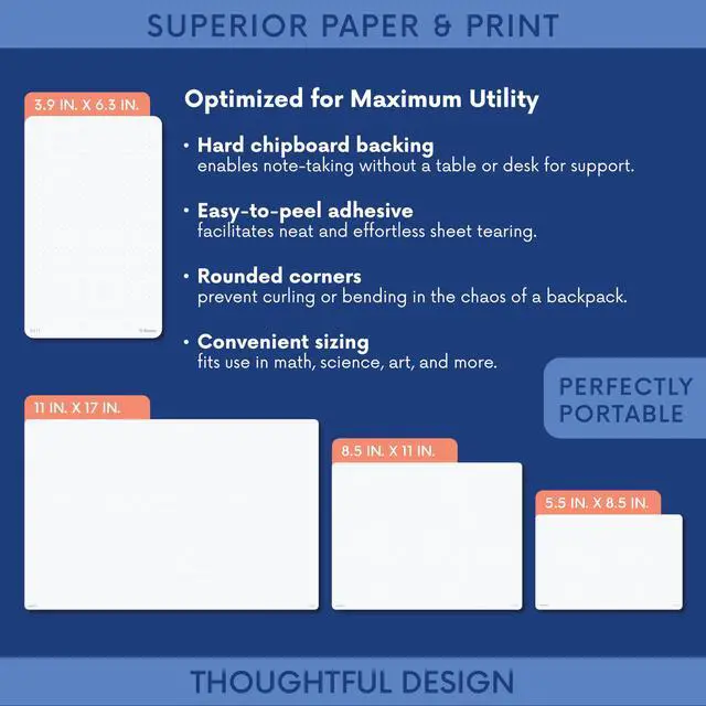 Alt view image 3 of 7 - Dot Grid Notepads 11 x 17 inch, 2 Pack Large Dotted Memo Desk Pads with Premium Thick Paper 120gsm