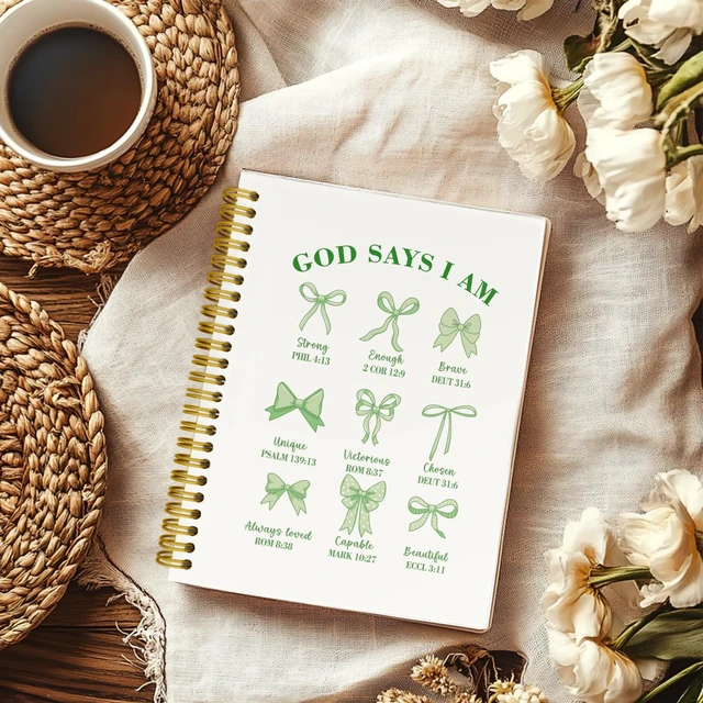 Alt view image 3 of 6 - Christian Sage Green Bible Notebook, Green Spiral Notebook for Women Christian Green Journal Gifts for Women, Sage Green Hardcover Spiral Notebook for Church Notes, 5.5 x 8.3 Inch