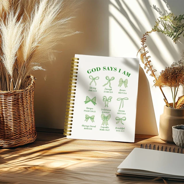 Alt view image 5 of 6 - Christian Sage Green Bible Notebook, Green Spiral Notebook for Women Christian Green Journal Gifts for Women, Sage Green Hardcover Spiral Notebook for Church Notes, 5.5 x 8.3 Inch