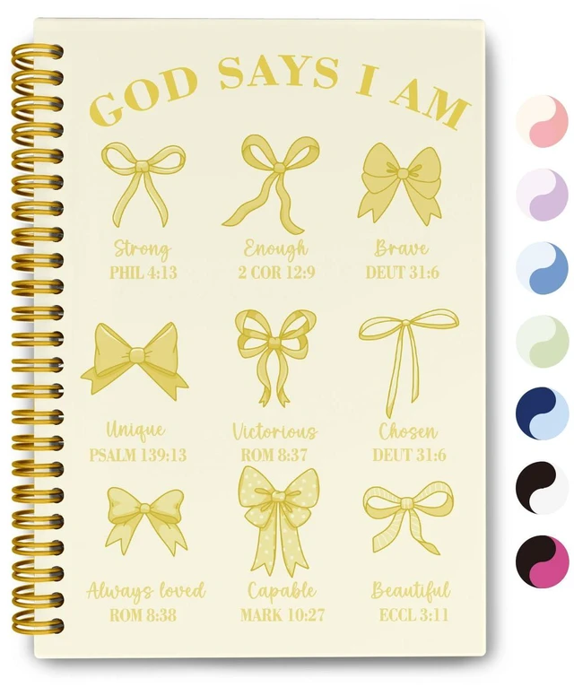 Main image of Bible Journal for Women, Christian Prayer Journal Notebook Gifts for Teen Girls Kids, Bible Study Supplies, Cute Bows Church Faith Journaling Hardcover Spiral Notebook 5.5 X 8.3(Baby Yellow)