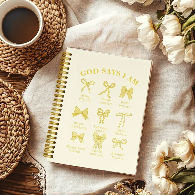 Alt view image 2 of 5 - Bible Journal for Women, Christian Prayer Journal Notebook Gifts for Teen Girls Kids, Bible Study Supplies, Cute Bows Church Faith Journaling Hardcover Spiral Notebook 5.5 X 8.3(Baby Yellow)