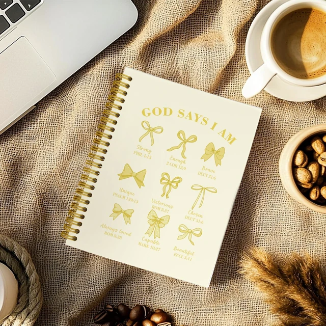 Alt view image 3 of 5 - Bible Journal for Women, Christian Prayer Journal Notebook Gifts for Teen Girls Kids, Bible Study Supplies, Cute Bows Church Faith Journaling Hardcover Spiral Notebook 5.5 X 8.3(Baby Yellow)